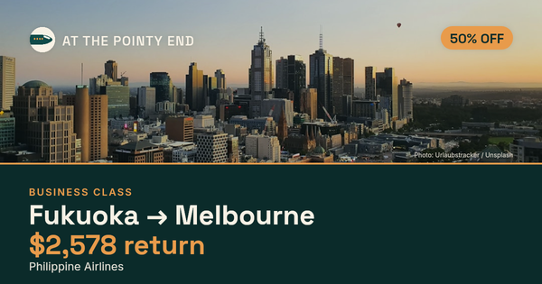 Business return to Melbourne from US$2,578 — ~50% off. Limited availability.