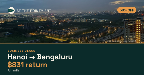 Business return to Bengaluru from US$831, about 58% off. Checked against live availability.