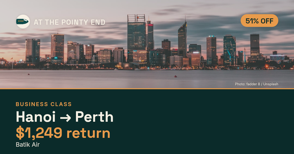 Business return to Perth from US$1,249, about 51% off. Checked against live availability.