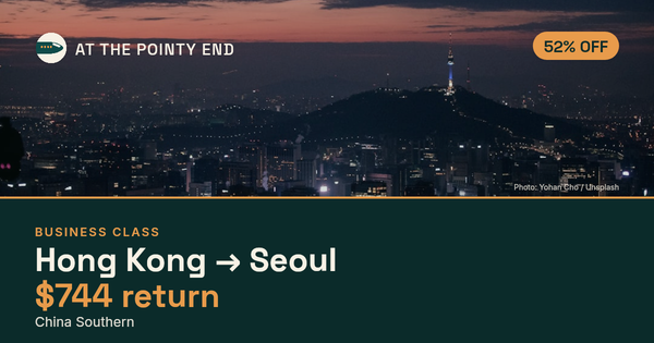 Business return to Seoul from US$744 — ~52% off. Limited availability.