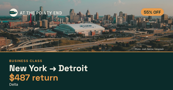 Business return to Detroit from US$487, about 55% off. Checked against live availability.