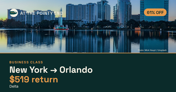 Business return to Orlando from US$519, about 61% off. Checked against live availability.