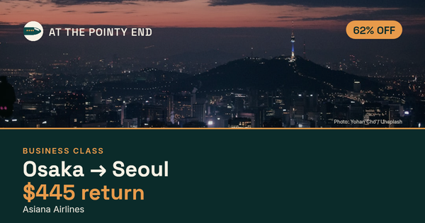 Business return to Seoul from US$445, about 62% off. Checked against live availability.