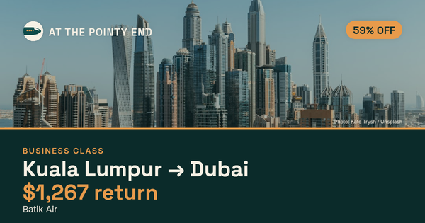 Business return to Dubai from US$1,267, about 59% off. Checked against live availability.
