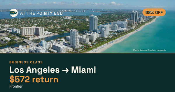 Business return to Miami from US$572 — ~68% off. Limited availability.