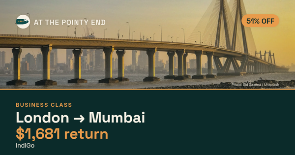 Business return to Mumbai from US$1,681, about 51% off. Checked against live availability.