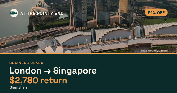 Business return to Singapore from US$2,780, about 51% off. Checked against live availability.