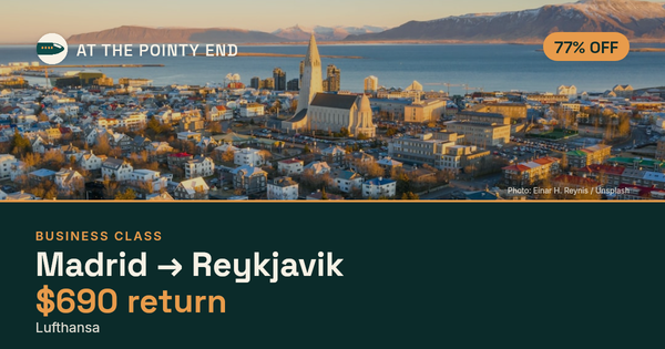 EXPIRED: Business return to Reykjavik was US$690. The links inside still show today's best fares.