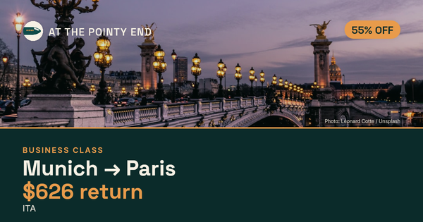 EXPIRED: Business return to Paris was US$626. The links inside still show today's best fares.