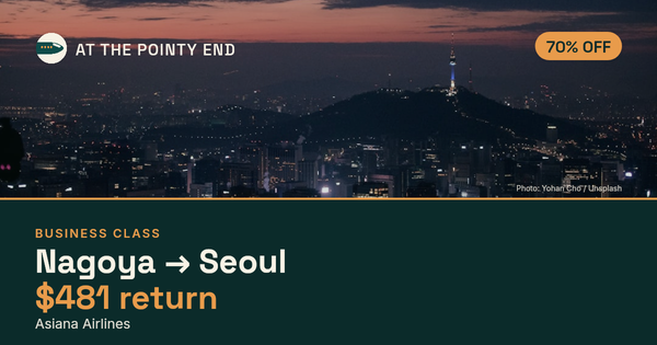 Business return to Seoul from US$481, about 70% off. Checked against live availability.
