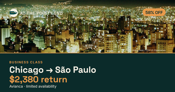 Business return to São Paulo from US$2,380 — ~58% off. Limited availability.