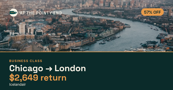 EXPIRED: Business return to London was US$2,649. The links inside still show today's best fares.