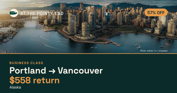 Business return to Vancouver from US$558, about 57% off. Checked against live availability.