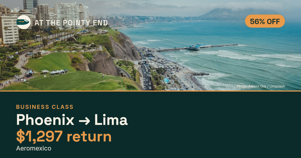 EXPIRED: Business return to Lima was US$1,297. The links inside still show today's best fares.