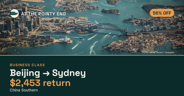 Business return to Sydney from US$2,453, about 56% off. Checked against live availability.