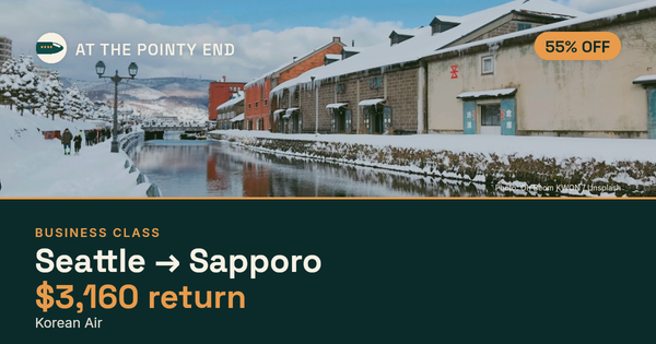 EXPIRED: Business return to Sapporo was US$3,160. The links inside still show today's best fares.