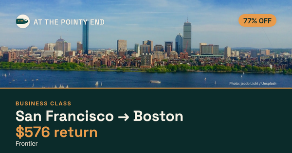 Business return to Boston from US$576 — ~77% off. Limited availability.
