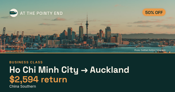 EXPIRED: Business return to Auckland was US$2,594. The links inside still show today's best fares.
