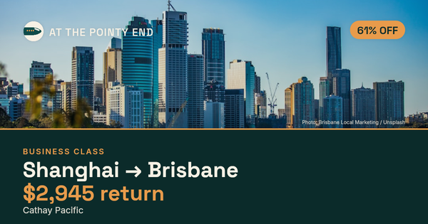 Business return to Brisbane from US$2,945, about 61% off. Checked against live availability.