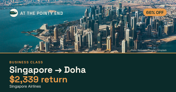 EXPIRED: Business return to Doha was US$2,339. The links inside still show today's best fares.