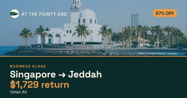 EXPIRED: Business return to Jeddah was US$1,729. The links inside still show today's best fares.
