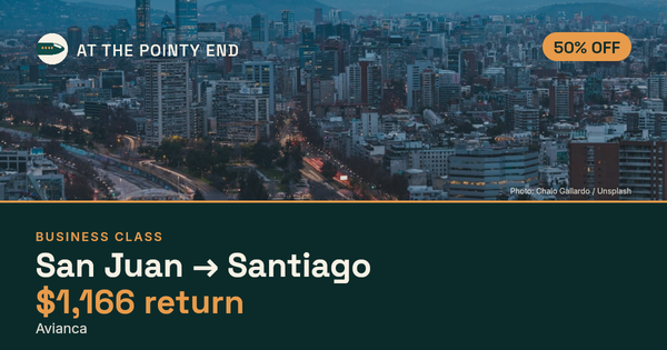 EXPIRED: Business return to Santiago was US$1,166. The links inside still show today's best fares.