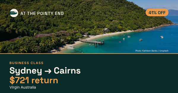 Business return to Cairns from US$721, about 41% off. Checked against live availability.