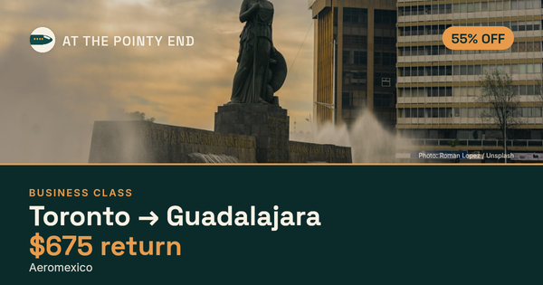 Business return to Guadalajara from US$675, about 55% off. Checked against live availability.