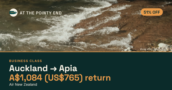 Business return to Apia from US$765, about 51% off. Checked against live availability.