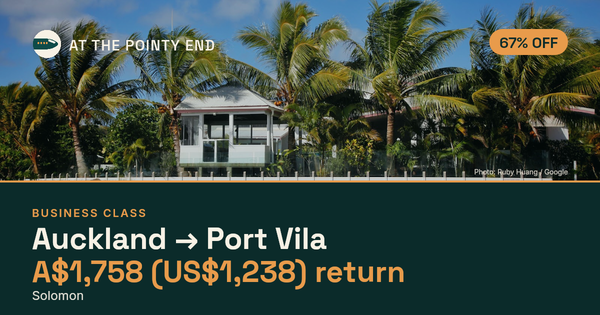 Business return to Port Vila from US$1,238, about 67% off. Checked against live availability.