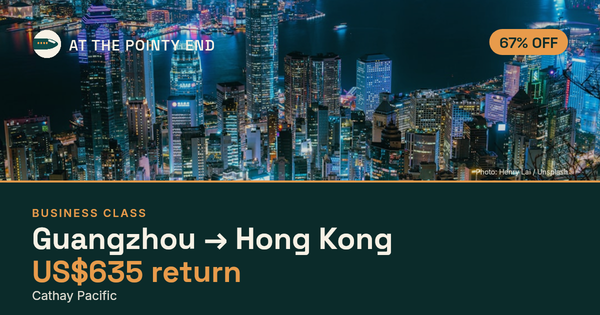 Business return to Hong Kong from US$635, about 67% off. Checked against live availability.