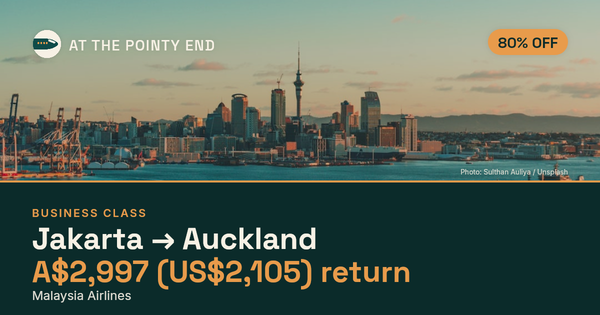 EXPIRED: Business return to Auckland was US$2,105. The links inside still show today's best fares.
