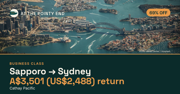 Business return to Sydney from US$2,488, about 69% off. Checked against live availability.