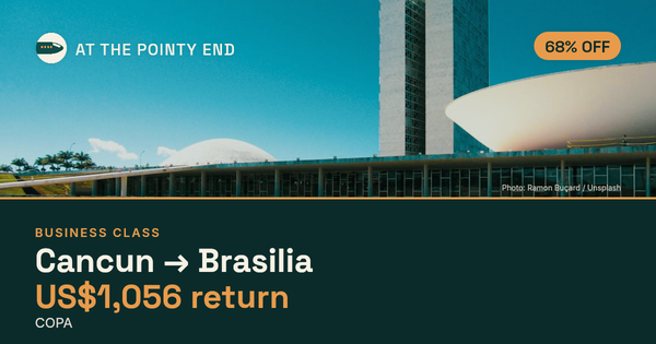 Business return to Brasilia from US$1,056, about 68% off. Checked against live availability.