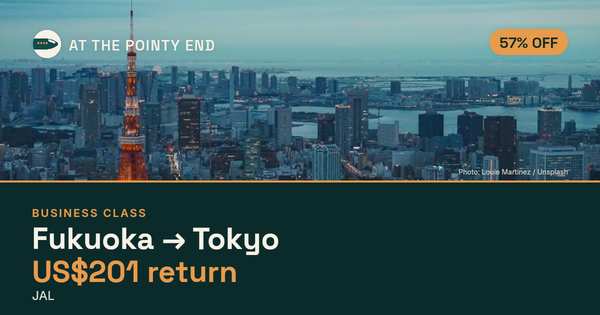 Business return to Tokyo from US$201, about 57% off. Checked against live availability.