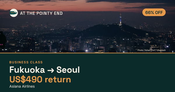 Business return to Seoul from US$490, about 66% off. Checked against live availability.