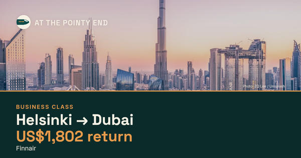Business return to Dubai from US$1,802. Checked against live availability.