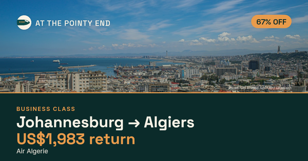 Business return to Algiers from US$1,983, about 67% off. Checked against live availability.