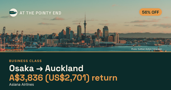 EXPIRED: Business return to Auckland was US$2,701. The links inside still show today's best fares.