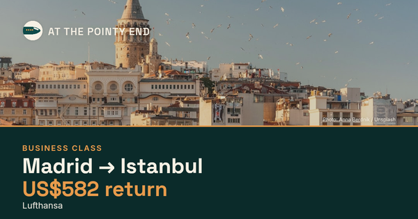 Business return to Istanbul from US$582, well below typical. Checked against live availability.