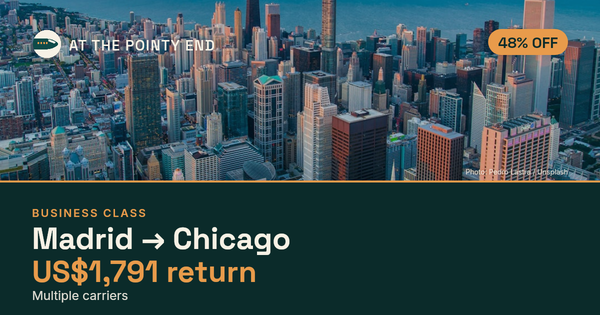Business return to Chicago from US$1,791, about 48% off. Checked against live availability.