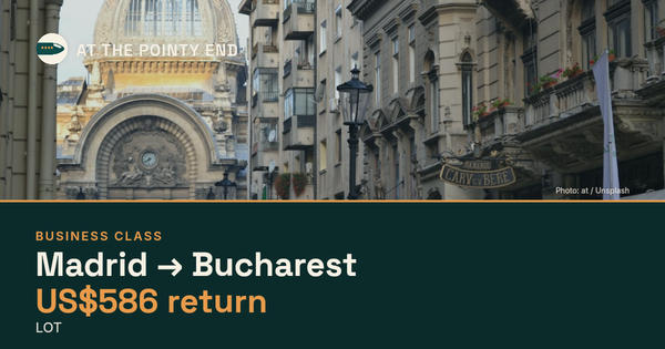 Business return to Bucharest from US$586, well below typical. Checked against live availability.