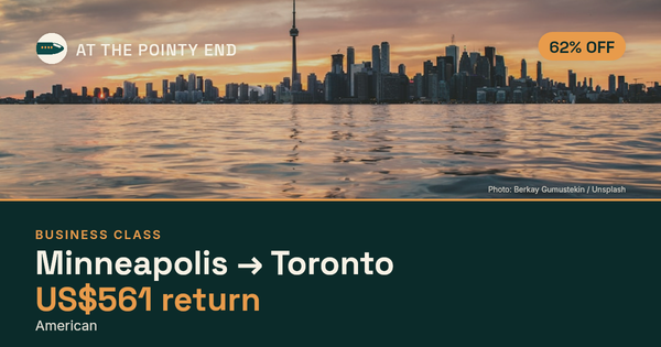Business return to Toronto from US$561, about 62% off. Checked against live availability.