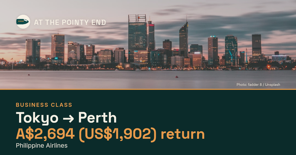 Business return to Perth from US$1,902, well below typical. Checked against live availability.