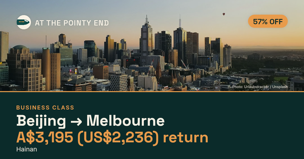 Business return to Melbourne from US$2,236, about 57% off. Checked against live availability.