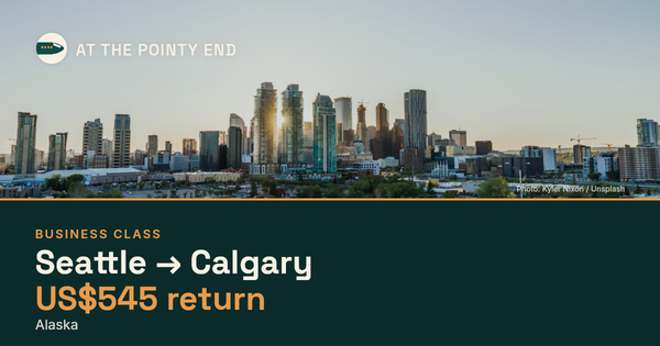 Business return to Calgary from US$545, well below typical. Checked against live availability.