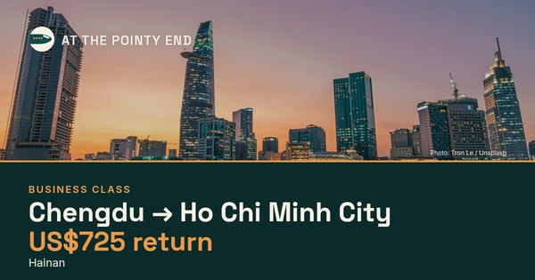 Business return to Ho Chi Minh City from US$725, well below typical. Checked against live availability.