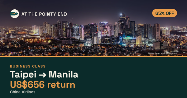 Business return to Manila from US$656, about 65% off. Checked against live availability.