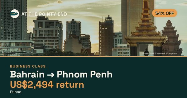 Business return to Phnom Penh from US$2,494, about 54% off. Checked against live availability.