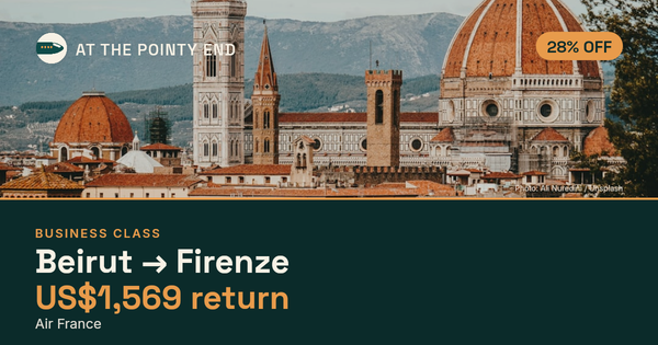 Business return to Firenze from US$1,569, about 28% off. Checked against live availability.